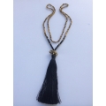 Long Beaded Crystal Tassel Necklace Elephant