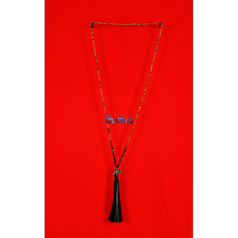 Long Beaded Crystal Tassel Necklace Elephant