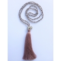 Long Beaded Crystal Tassel Necklace Elephant