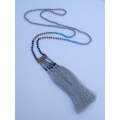 Long Beaded Crystal Multi-Fringed Necklace