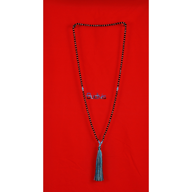 Long Beaded Crystal Tassel Necklace