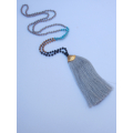 Long Beaded Crystal Tassel Necklace Pendant