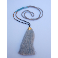 Long Beaded Crystal Tassel Necklace Pendant