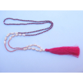 Long Crystal Tassel Necklace Pearl