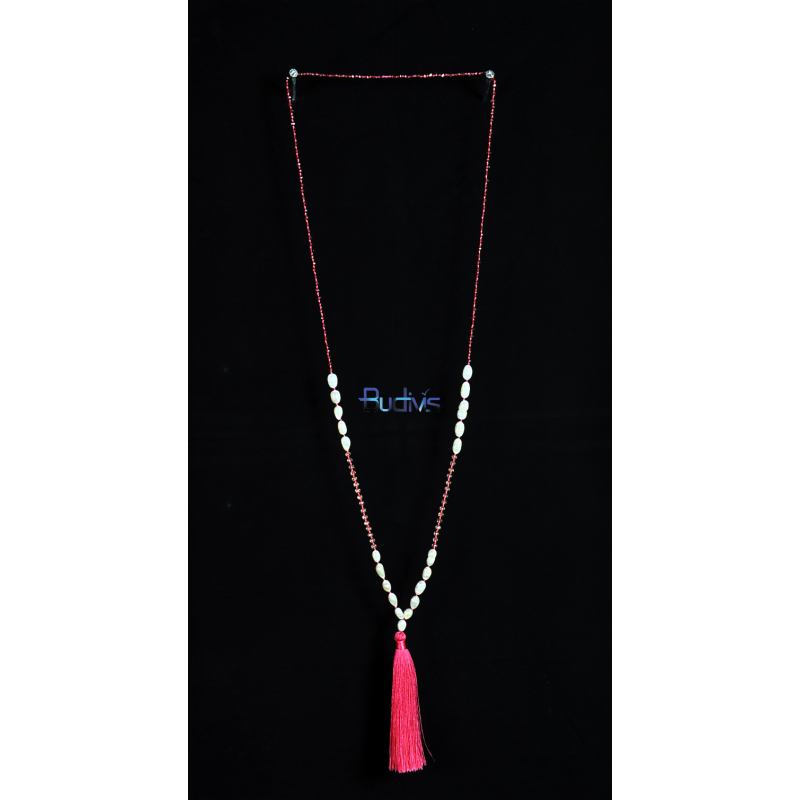 Long Crystal Tassel Necklace Pearl