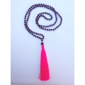 Long Beaded Crystal Tassel Necklace