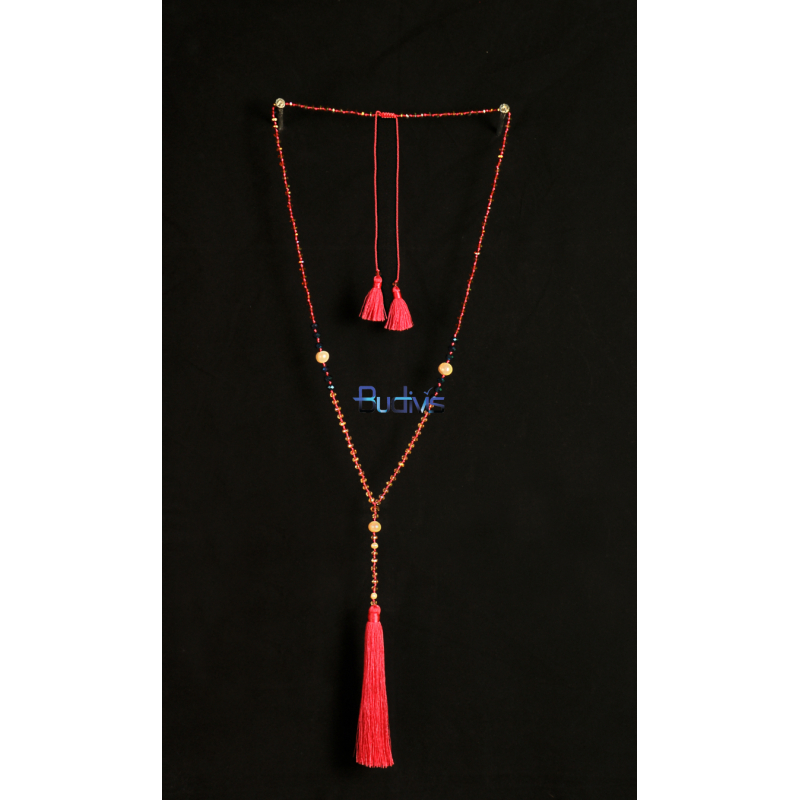 Long Crystal Tassel Necklace Pearl