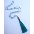 Long Beaded Crystal Tassel Necklace Buddha Statue