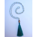 Long Beaded Crystal Tassel Necklace Buddha Statue