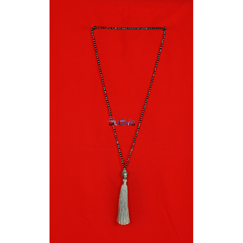 Long Beaded Crystal Tassel Necklace Buddha Statue