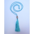 Long Beaded Crystal Tassel Necklace Buddha Statue