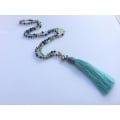 Long Beaded Crystal Tassel Necklace Elephant