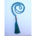 Long Beaded Crystal Tassel Necklace Buddha Statue