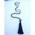 Long Beaded Crystal Tassel Necklace Elephant