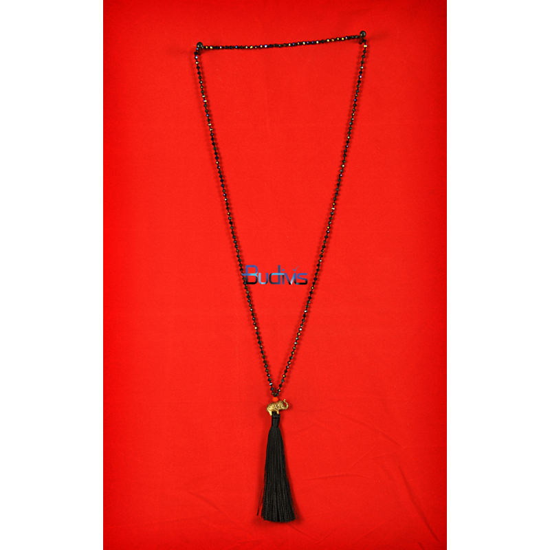 Long Beaded Crystal Tassel Necklace Elephant