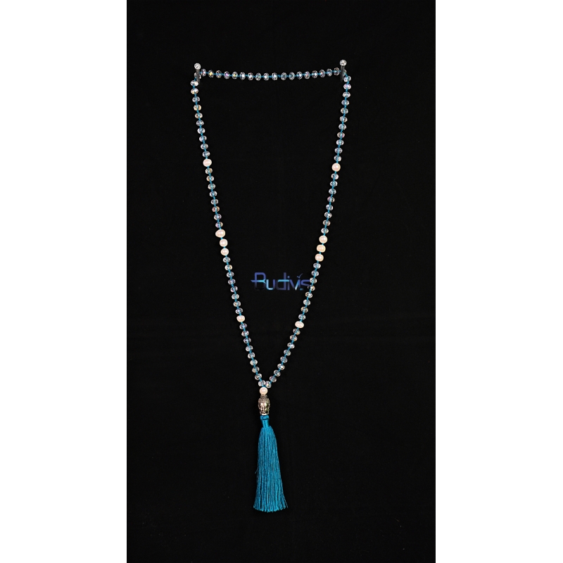 Long Large Crystal Tassel Necklace Pearl