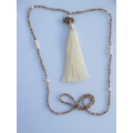 Long Large Crystal Tassel Necklace Pearl