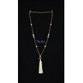 Long Large Crystal Tassel Necklace Pearl