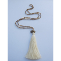 Long Large Crystal Tassel Necklace Pearl