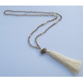 Long Large Crystal Tassel Necklace Pearl