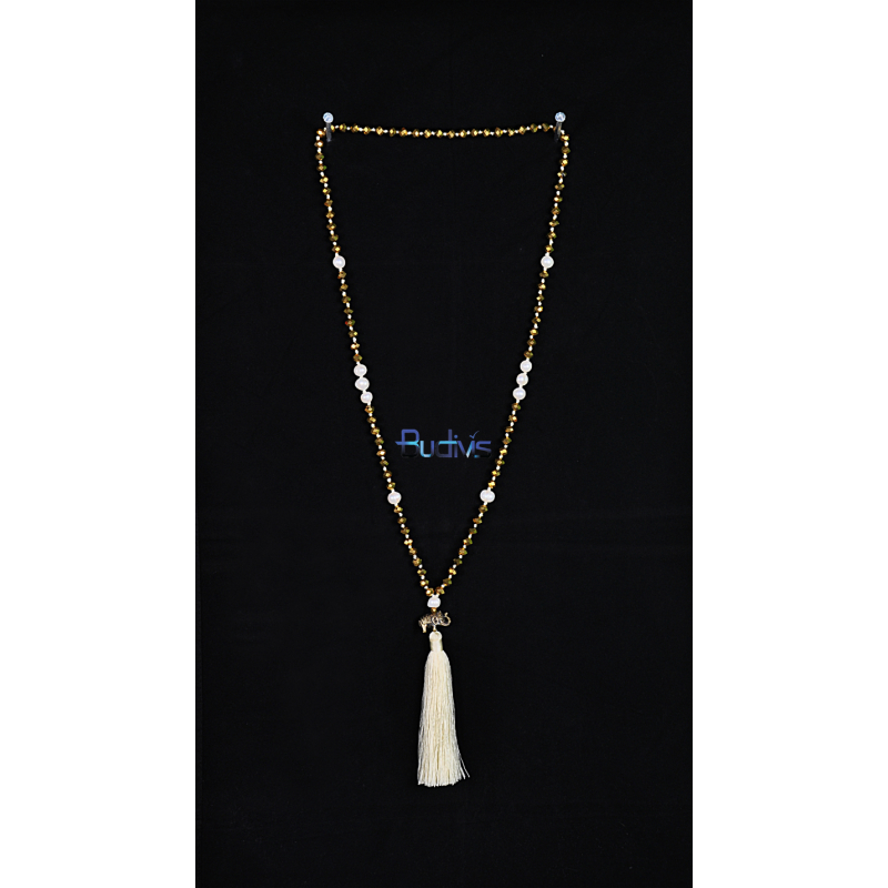 Long Large Crystal Tassel Necklace Pearl