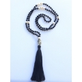 Long Large Crystal Tassel Necklace Pearl