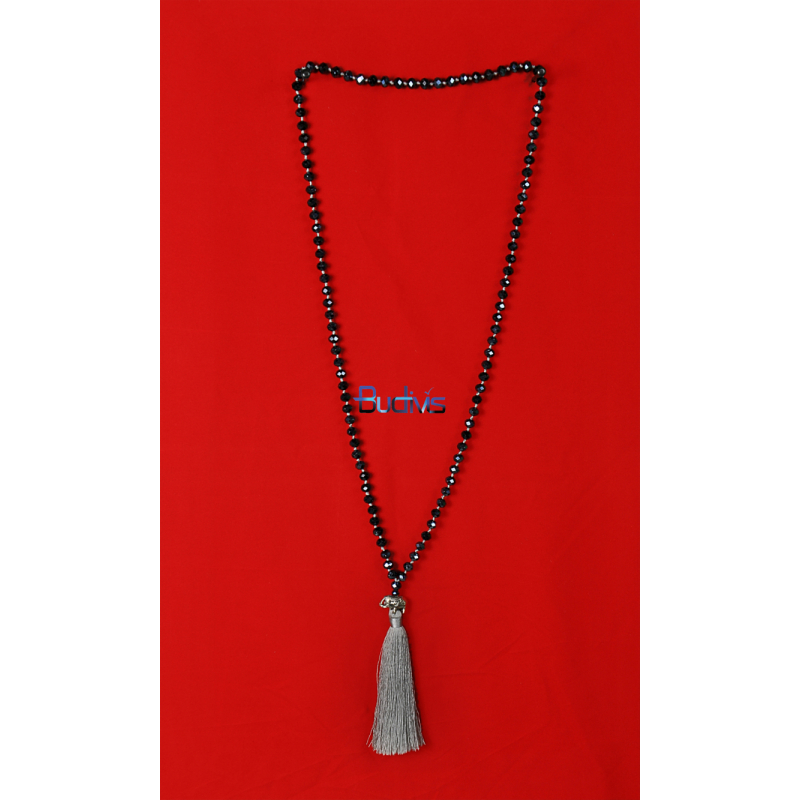 Long Large Crystal Tassel Necklace