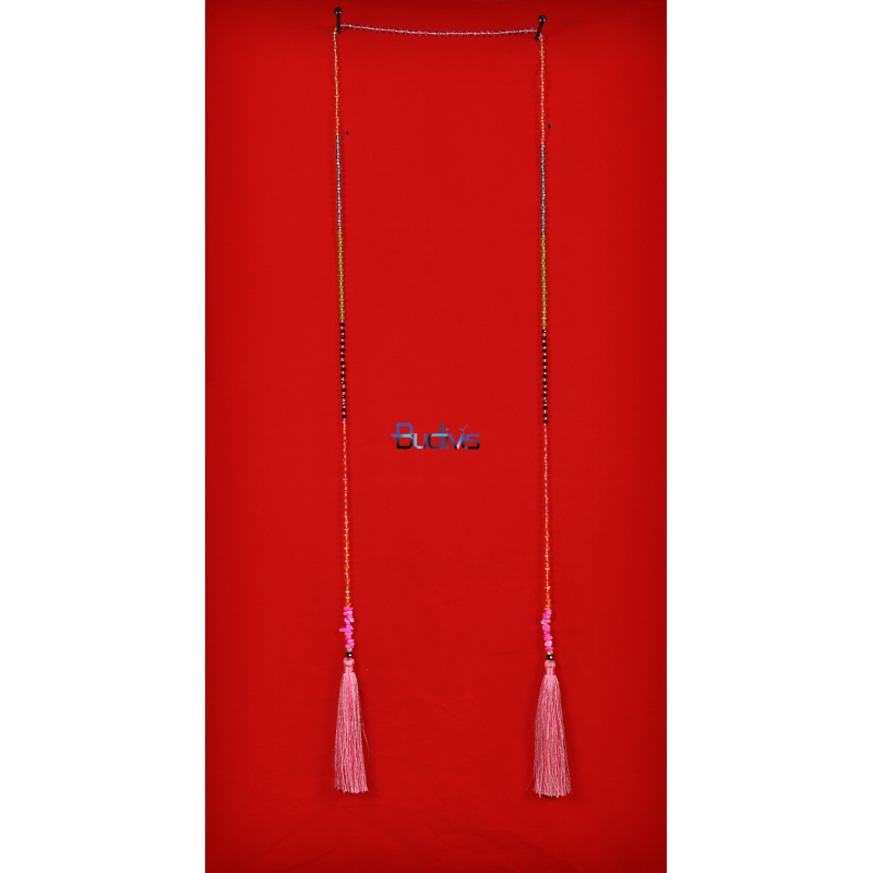 Long Beaded Crystal Lariat Tassel Necklace