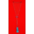 Long Beaded Crystal Lariat Tassel Necklace