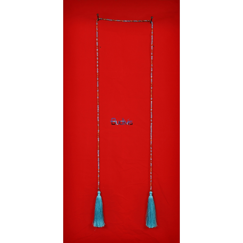 Long Beaded Crystal Lariat Tassel Necklace