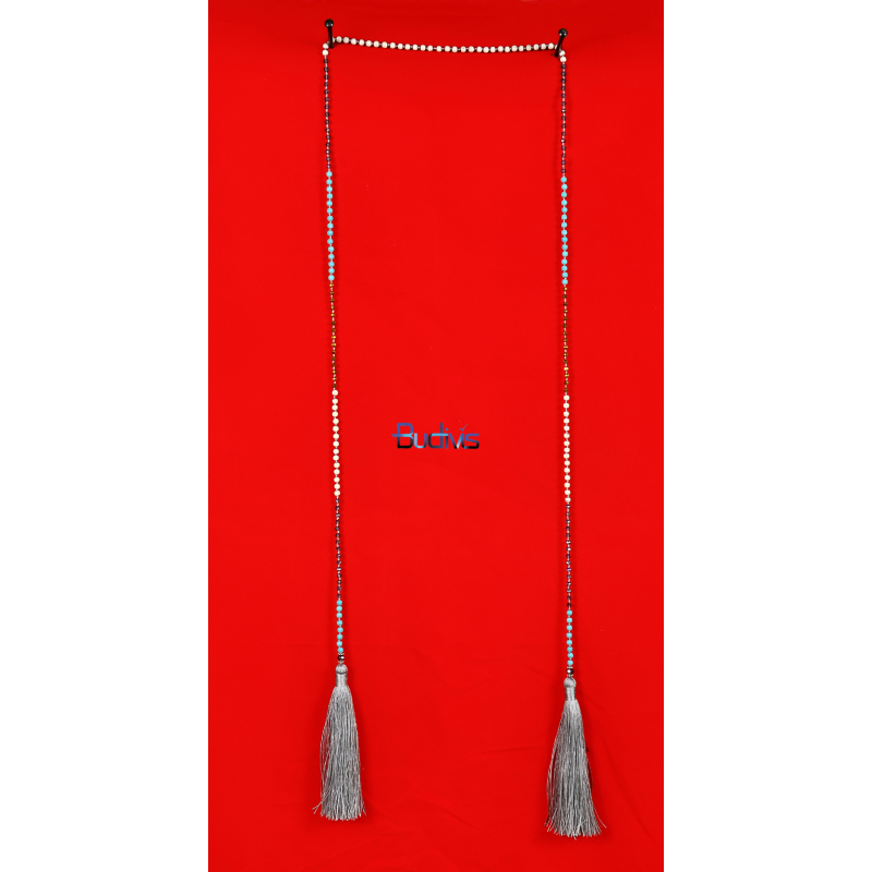 Long Beaded Crystal Lariat Tassel Necklace