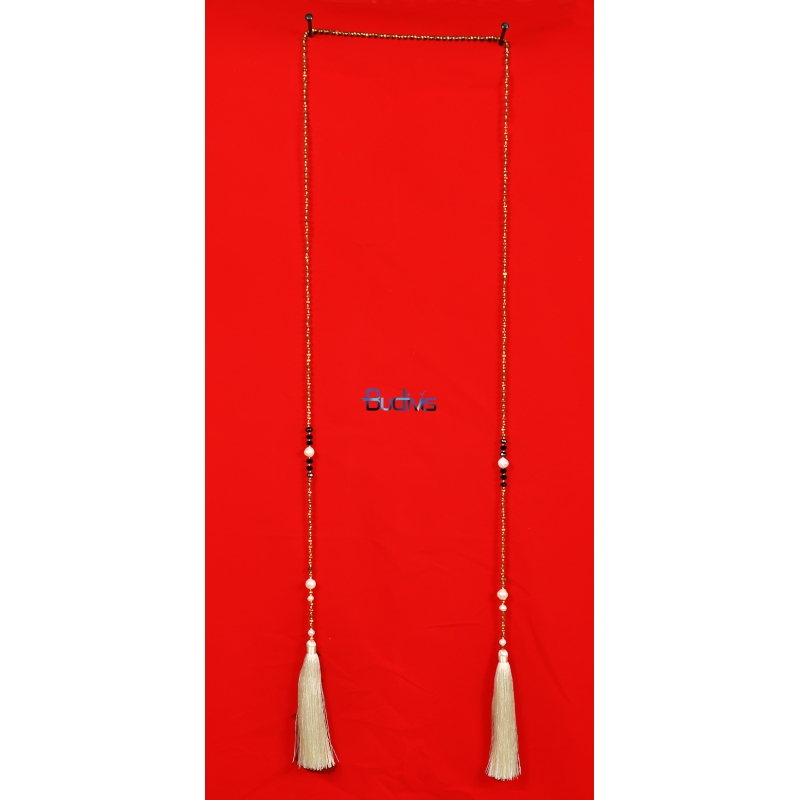 Long Beaded Crystal Lariat Tassel Necklace