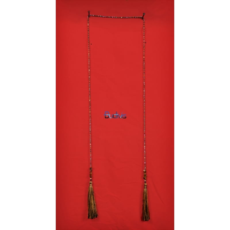 Long Beaded Crystal Lariat Tassel Necklace