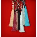 Long Beaded Tassel Necklace W/Black Pearls