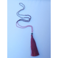 Long Beaded Tassel Necklace W/Black Pearls