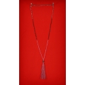 Long Beaded Tassel Necklace W/Black Pearls