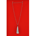 Long Beaded Tassel Necklace W/Black Pearls