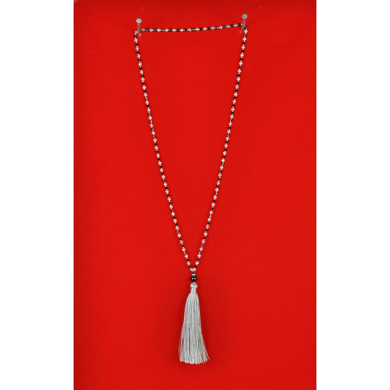 Long Beaded Tassel Necklaces with Black Pearl