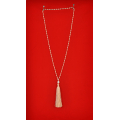 Long Beaded Tassel Necklace W/White Pearls