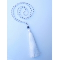 Long Beaded Tassel Necklace W/Black Pearls