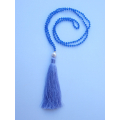 Long Beaded Tassel Necklace W/White Pearls