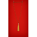 Long Beaded Tassel Necklace W/White Pearls