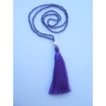 Long Beaded Tassel Necklace W/White Pearls