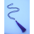 Long Beaded Tassel Necklace W/White Pearls