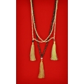 Bohemian Wood Tassel Pearl Necklace