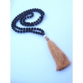 Bohemian Wood Tassel Pearl Necklace