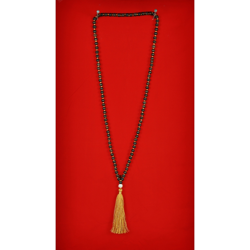 Bohemian Wood Tassel Pearl Necklace