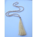 Bohemian Wooden Tassel Necklace With Gemstones