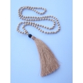 Boho Wood Tassel Necklace With Lava