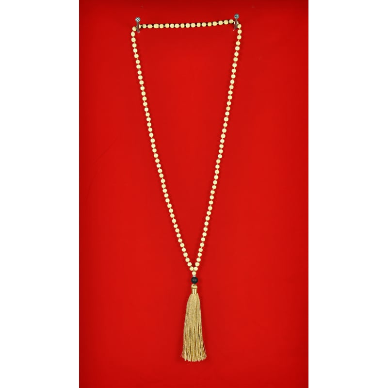 Boho Wood Tassel Necklace With Lava